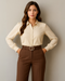 Women's Professional Full-Sleeve Shirt and High-Waisted Trousers Set